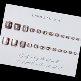 Domiya Nail Tips for Feet, 24 Pieces Foot Nail Tip, Foot Nail Tip, For Summer, Fourth Nails, Weddings, Coming-of-age Ceremonies, Cute, Popular, Simple, Reusable (F-071)