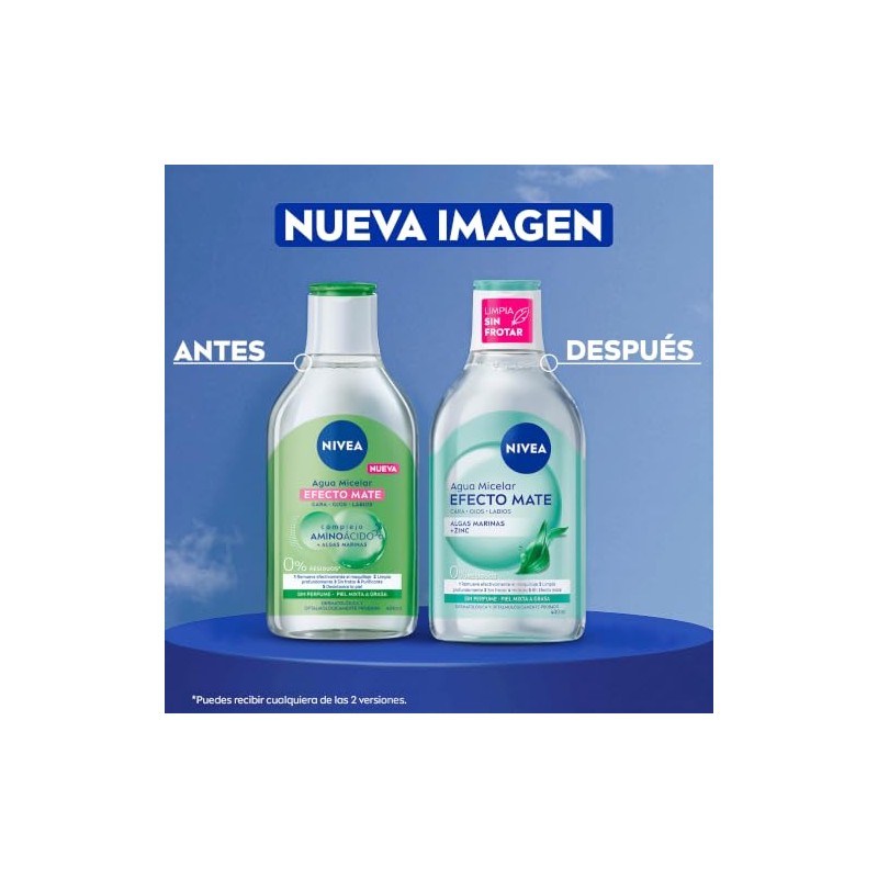 NIVEA Agua Micelar Efecto Mate (400 ml) - Fórmula Vegana