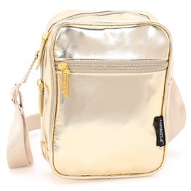 Fydelity Small Crossbody Bag - Men & Women Festival Sling Side Shoulder Bag - Metallic Gold