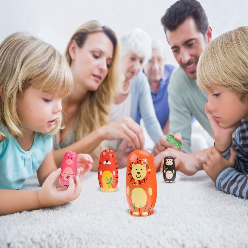 JOINPAYA 5PCS Animals Pattern Nesting Dolls: 5 Cute Animal Characters
