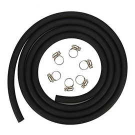 Cococart 1/4 Inch ID x 6.5 Feet/2m Length NBR/PVC SAE30R6 Fuel Line Hose Tubing with Adjustable Clamps