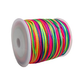 Paybous 1mm x 100 Yards Nylon Cord, Braided Thread Trim String Thread for Chinese Knotting Necklaces Jewelry Making Macramé Beading Bracelets Pendant and Craft 100 Yards (Rainbow)