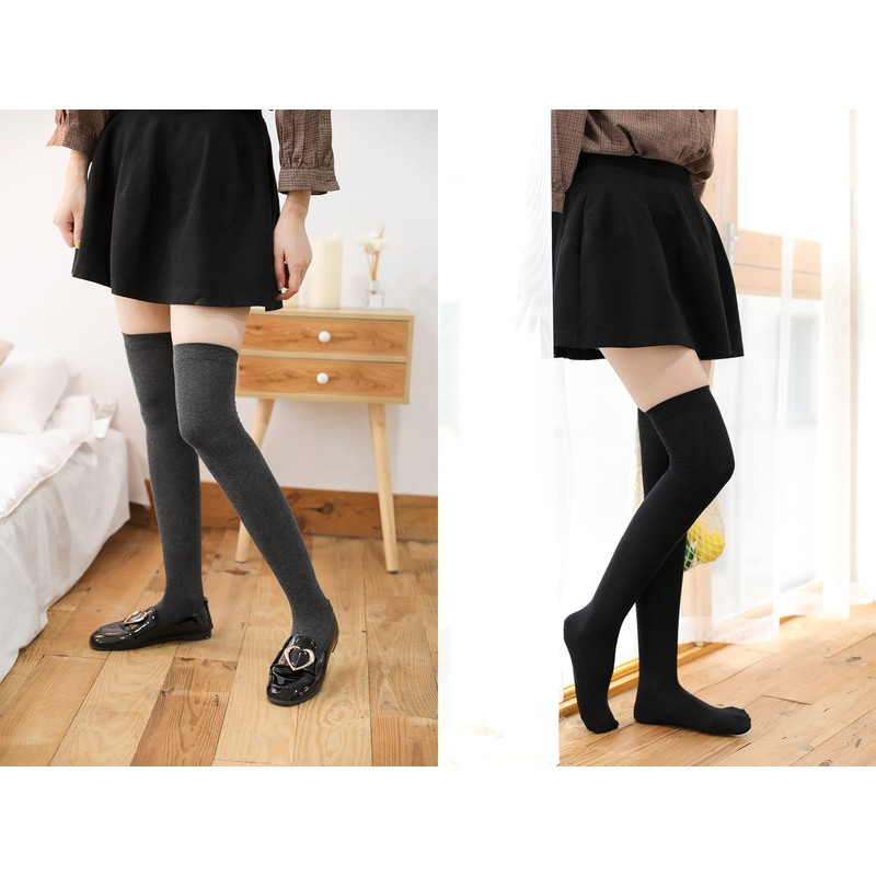 RAKUKOU Over Knee Socks, Cotton, Long Socks, Knee High Socks,