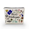 YULUENZE Take Me To Michigan Makeup Bag Michigan Travel Gift Small Canvas Organizer Bag with Zipper Michigan Cosmetic Bag Travel Present for Women Friends Families