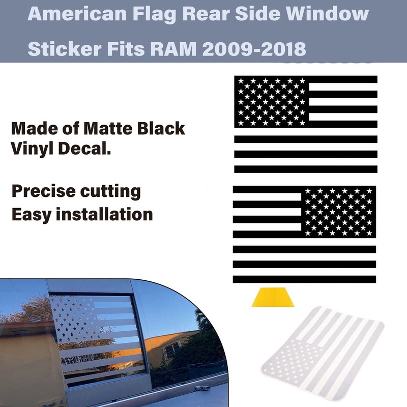 CONGCONG for Dodge RAM Rear Middle Window American Flag Vinyl