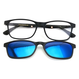 TR90 Black Reading Glasses With Sunglasses Clip On - Eyeglasses Readers Clear (Matte Black, 1.50)