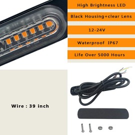 4Pcs Ultra Thin 12LED Emergency Strobe Lights Universal Surface Mount 12-24V Emergency Warning Hazard Beacon Flash Caution Light Bar for Car ATVs Truck