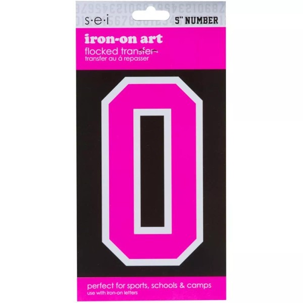 sei 5 Inch Pink Number Transfer Iron-On 0, New