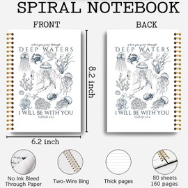 Guymn Ocean Christian Notebook Journal, Isaiah 43:2 Bible Scripture Journal, Christian Gifts for Women Men, Marine Biology Beach Religious Hardcover Spiral Notebook 5.5x8.3 Inch