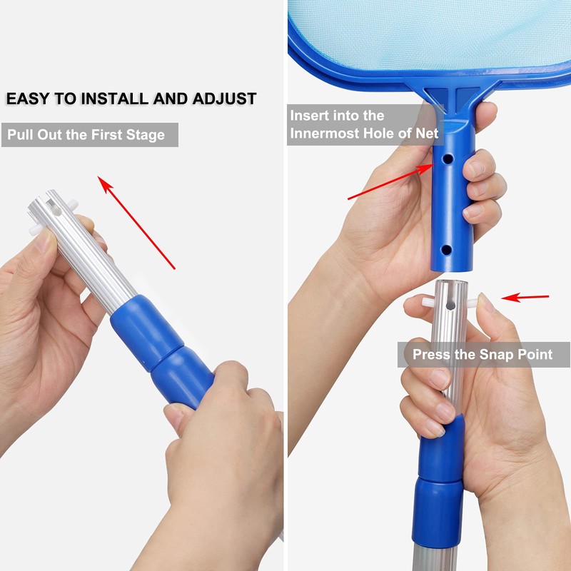 Evob Pool Skimmer Net with Adjustable 17-40" Telescopic Pole -