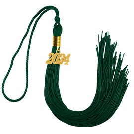GraduationMall Single Color Graduation Tassel with 2021 Year Charm 9" Forest Green