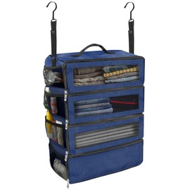 Olosar Suitcase Organizer, Travel Luggage Organizer Portable Hanging Travel Shelves Collapsible Hanging Packing Cubes for Carry on Suitcase, Navy Blue-M