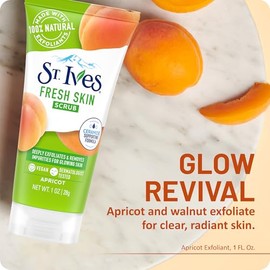 St. Ives Exfoliante de albaricoque, tamaño de viaje, exfoliante facial de albaricoque para piel fresca, 1 onza