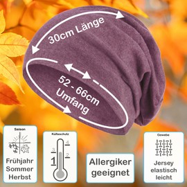 style3 Slouch Beanie, warm autumn/winter breathable, fine and light jersey, XXL, unisex, delicate, one size - Beanie Mottled berry