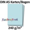 50 DIN A5 Single Cards Paper Sheets – Light Blue