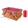Yesland Picnic Basket, Natural Woven Basket with Double Folding Handles,