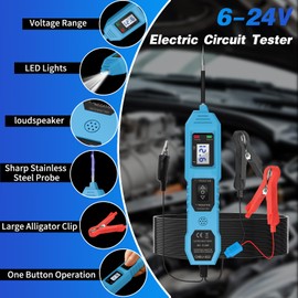 Power Circuit Probe Tester, 6V/12V/24V DC Circuit Tester Automotive, Multifunctional Car Electric Circuit Tester Power Fuse & Voltage Tester Light, Short Circuit Breake Finder Electrical Tools, Blue