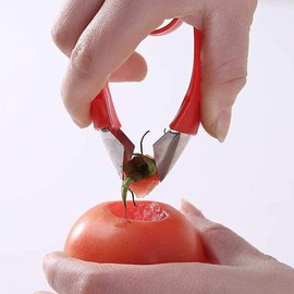 LATRAT Strawberry Huller Strunk Remover Vegetable Corer Remover Fruit Vegetable Potato Eye Handle Remover Stainless Steel Kitchen Aid Cooking Accessories Kitchen Tool 9.5 x 2 cm (Red) Pack of 2