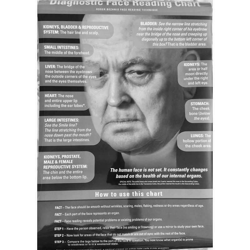 Diagnostic Face Reading Chart - 24" x 36" Two-Sided Office