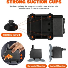 Simple Deluxe 550GPH Submersible Pump (2082L/H, 45W) with 9.2ft High Lift, Fountain Pump with 3 Nozzles for Fish Tank, Pond, Aquarium, Hydroponics