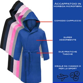 Puraluna Soft Microfibre Hooded Dressing Gown with Outer Pocket for Men and Women, fuchsia