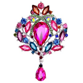 Women Crown Crystal Rhinestone Brooch Pins Wedding Bridal Gift Elegant T- Shirt/Sweather/Scarf Brooch Pin, Multicolor 1