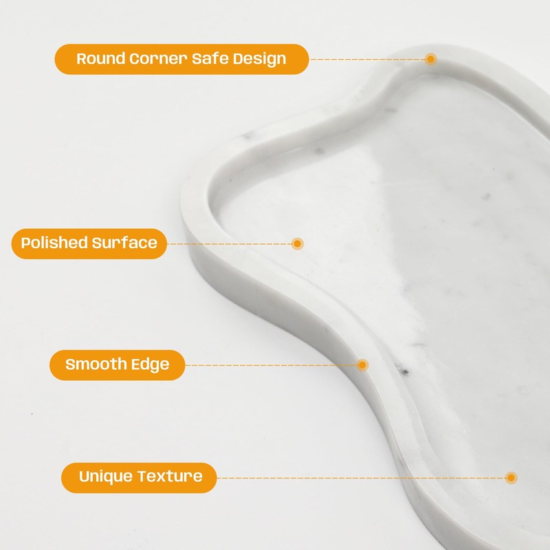 Carrara White Marble Tray, 11"X8" Vanity Decorative Marble Tray