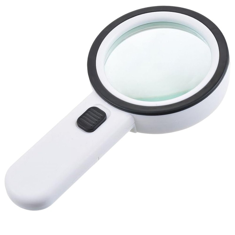 Peakloong LED Lighted 30X Handheld Magnifying Glass with Dual Lenses