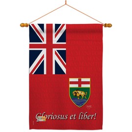 Breeze Decor HS108186-BO-03 Manitoba World Canada Provinces Decorative Vertical House Flag Set, 28"x 40" w/Flagpole, Multi-Color