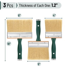 Bates Deck Stain Brush Set - 3pcs, 4', 5', 6' Brushes - Large Wall & Wood Stain Brushes