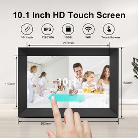 Frameo 10.1 Inch WiFi Digital Photo Frame, 1280 x 800 IPS Touch Screen, Share Photos or Videos via Frameo Applications, Automatically Rotate, Mother's Day