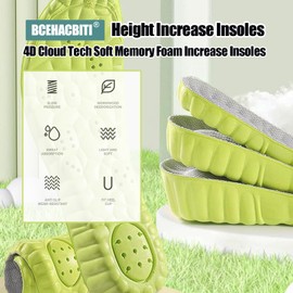 Height Increase Insoles - 4D Cloud Tech Increase Insoles for Men and Wowen Soft Memory Foam Heel Lift Inserts (Black, 1.5CM Men: US 8-11)