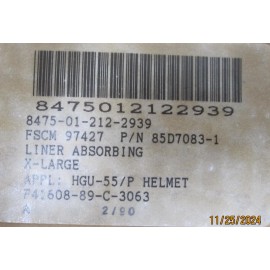 FLIGHT HELMET, XL Styro Liner, black for HGU-55/P, NIB