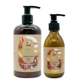 Oleum Vitae Kit Dúo Shower Gel Body Lotion Sándalo Miel Crema Corporal Ducha Aceite Esencial