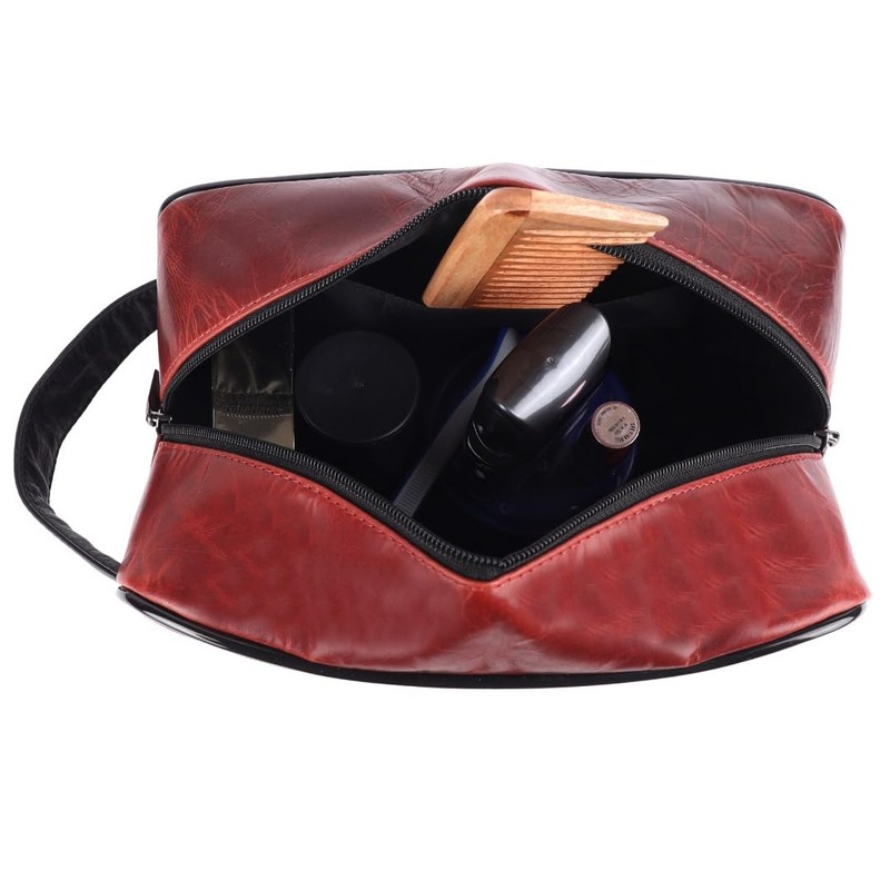 CRICKET-GIFTS Buffalo Leather Cricket Wash Bag Durable Toiletry Bag for