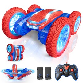Detsnik Remote Control Car, Spider RC Car Toy for Boys Girls Kids 4-6 7-12, Stunt Car with 360 Rotating and Double Sided, LED Lights, Music, 2Modular Batteries 40Mins, Gifts for Birthday Christmas