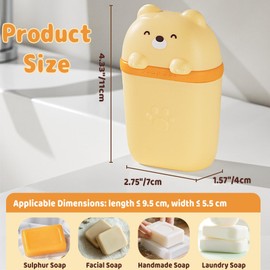 Soap Dish for Shower,Bar Soap Holder Travel Case,Travel Soap Case(Cartoon Bear Design)