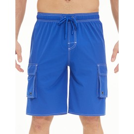 GREYGEM Mens Board Shorts 10 Inch Inseam Compression Liner Elastic Swim Trunks Royal Blue Quick Dry Summer Surfing Beachwear