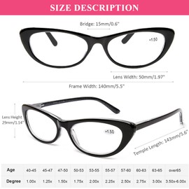 AQWANO Blue Light Blocking Reading Glasses - 4 Pack Computer Readers Anti Glare Eyestrain for Women Cat Eye Stylish Designer Eyeglasses, 2.5