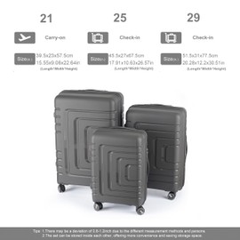 ZJMTOCYU Lightweight and Impact-Resistant Hardshell Suitcase Set for Travel, 3-Piece Luggage with Smooth Spinner Wheels, Dark Gray
