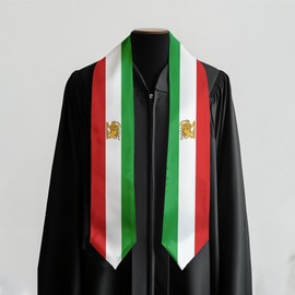 Iran Flag International Graduate Satin Stole Scarf with National Flag Design 72" Graduation Sash