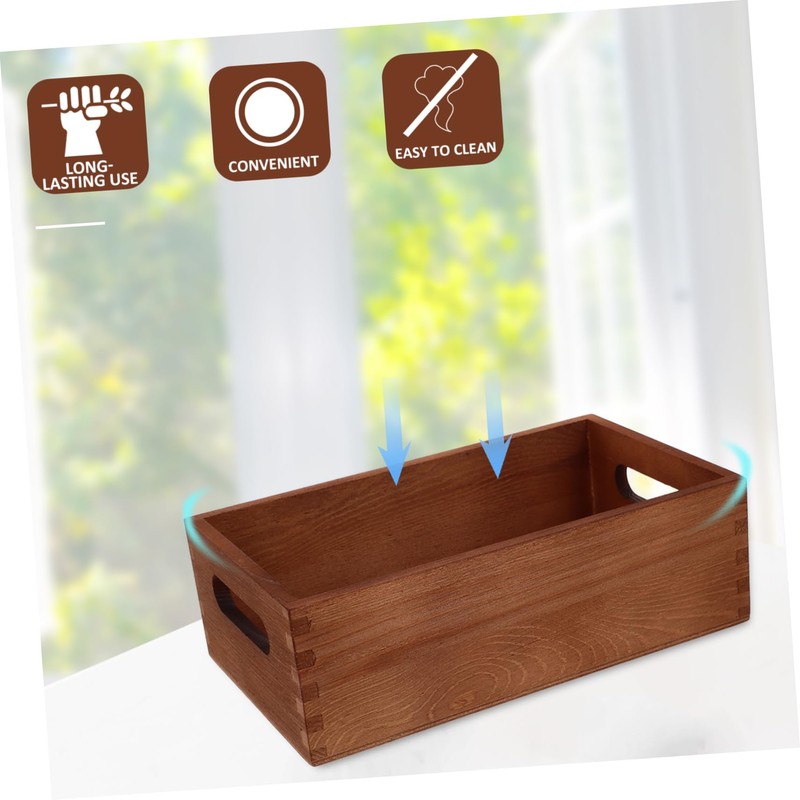 Hohopeti Wood Crate Storage Box for Organizing Sundries Multi-functional Bin
