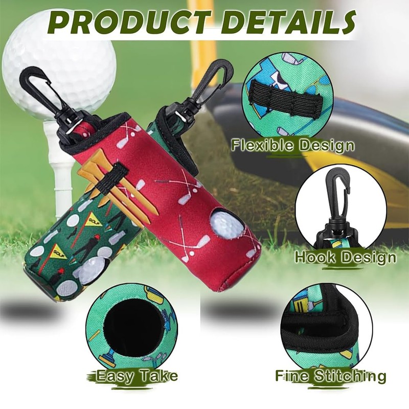 4 Pieces Golf Ball Tee Holder Neoprene Pouch Golf Ball