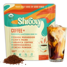 Organic Mushroom Coffee | Lion's Mane and Chaga Mushroom | Instant Mushroom Coffee | Half-Caffeine | Mellow Mocha | 2,000mg of Mushroom - 30 Servings