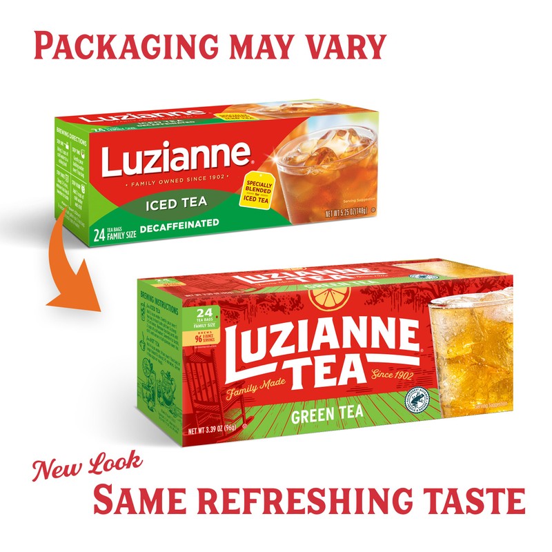 Luzianne Green Tea Bags, Family Size, 24ct Box (Pack of