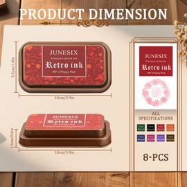 8 Pieces Craft Ink Pads for Rubber Stamps, 4 x 2 Inch Washable Scrapbooking Ink Pads, Vintage DIY Rubber Stamps Pad for Paper Wood Fabric Posters Card Making (8 Colors)