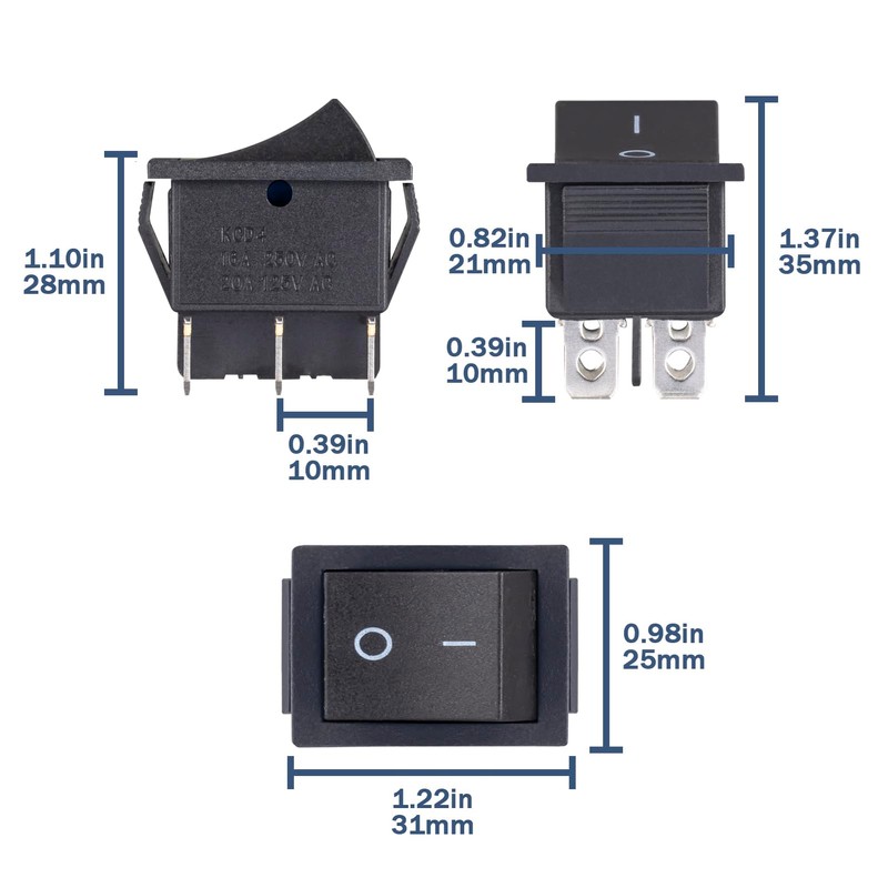 VEXUNGA Rocker Switch 6-Pin On/Off Rocker Switch 2 Positions 16A