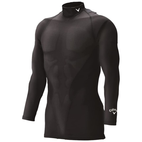 Callaway C22935100 Men's Long Sleeve High Neck Inner Wear, Sweat Wicking, Quick Drying, Stretch, UV Protection, Golf Compression, 1010_Black