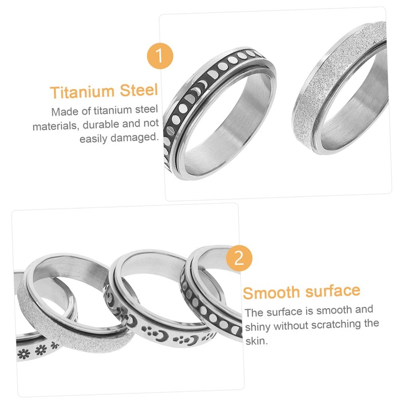 SAFIGLE 4pcs Rotating Fidget Rings for Stress Relief Unisex Wedding