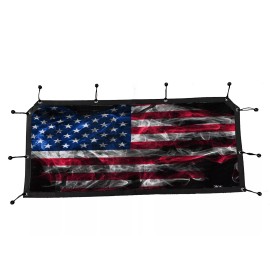 Kawasaki GrilleAdz® Kawasaki Mule Smokey USA Flag Rear Dust Screen and UV Protection